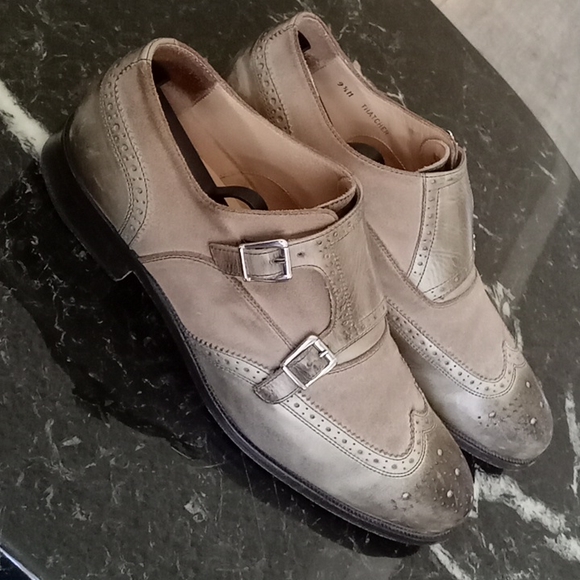 Saks fifth avenue,made in Italy double monk strap leather and special suede - Picture 3 of 8